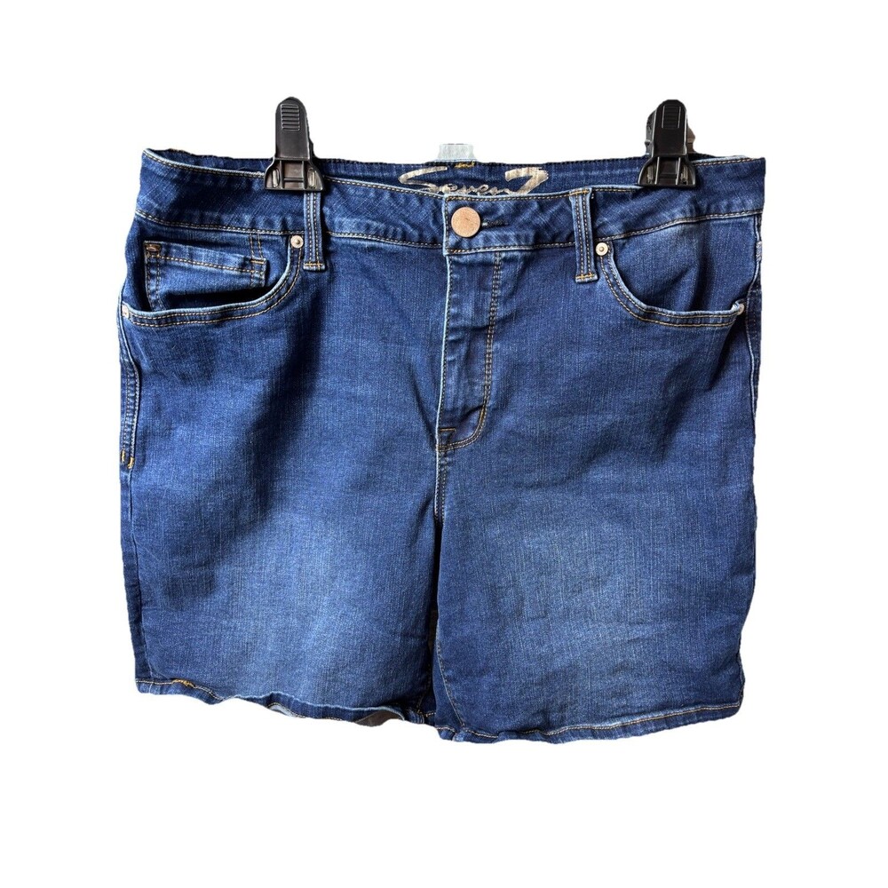 Seven 7 Jean Shorts Dark Blue Size 14 Woman’s Weekend Short Denim